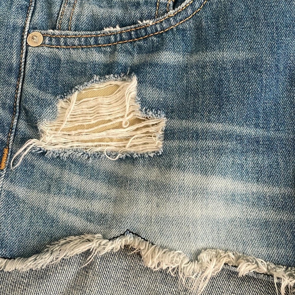rag & bone Blue Distressed Jean Shorts - Picture 9 of 9